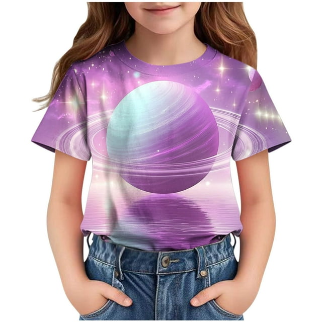 Jamicy T-Shirts Amusants pour Filles Cadeau pour Enfants Garçons Filles T-Shirts Graphiques 3d Cool Col Rond T-Shirt Unisexe Manches Courtes Hauts Tees
