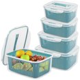 thumbnail image 1 of 5 Piece Food Storage Container Set  Plastic Fruit Container with Removable Colander  Blue, 1 of 8