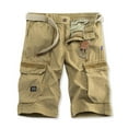 thumbnail image 2 of IROINNID Reduced Cargo Shorts for Men Summer Outdoors Patchwork Color Button Pocket Sport Shorts Pants,Khaki, 2 of 4