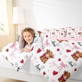 thumbnail image 3 of spefrowx Cute Highland Cow Print Queen Comforter Set for Girls, Pink Bow Love Heart Comforter Sets Queen, Pink Reversible, 3-Piece, 1 Comforter and 2 Pillowcases, 3 of 6