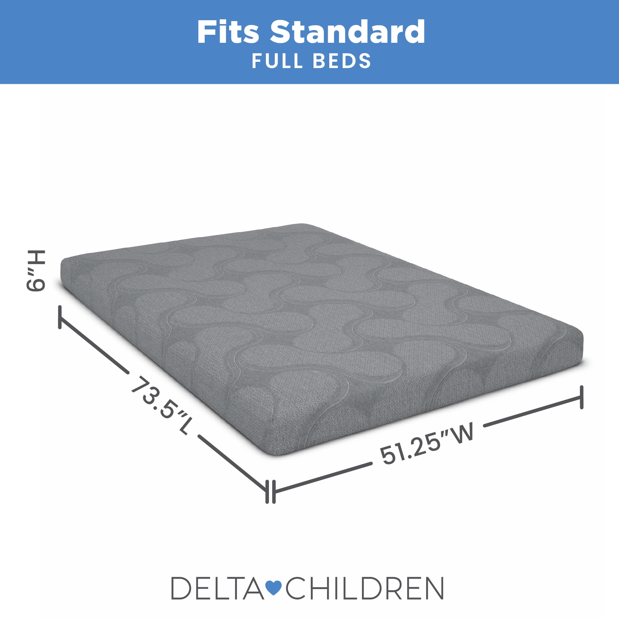 Delta Children Snooze 6 inch Memory Foam Mattress - CertiPUR-US Certified/Greenguard Gold Certified - Water Resistant, Full