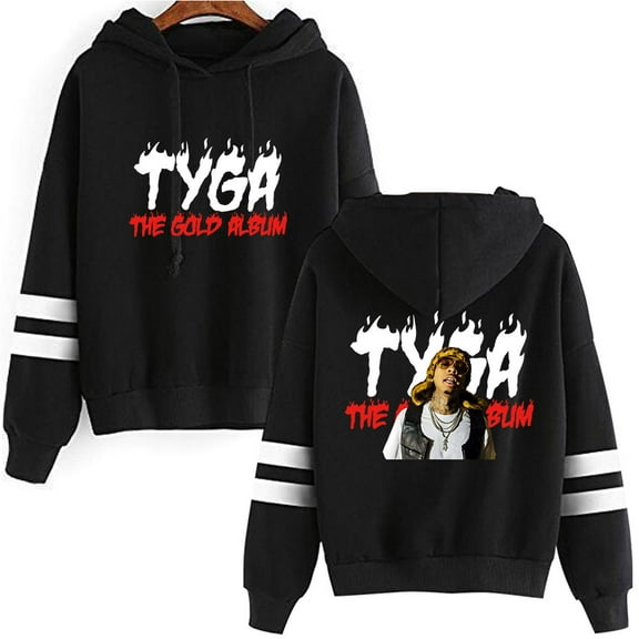 Tyga Parallel striped sleeve pocket free unisex fashion trend long sleeved hooded sweatshirt