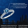 thumbnail image 2 of Gem Stone King 10K White Gold Persian Blue Moissanite and Lab Grown Diamond Engagement Ring for Women | 1.20 Cttw | Round 6.5MM | Gemstone Birthstone | Size 8, 2 of 6