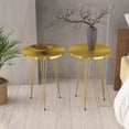 thumbnail image 3 of PAK HOME Set of 2 High Gloss Gold End Tables Round Wood Sofa Side Coffee Tables for Small Spaces, Nightstand Bedside Table with Metal Legs for Bedroom, Living Room, Office, Balcony, 3 of 4