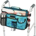 Double Sided Walker Bag, Walker Organizer Pouch Tote for Rollator and Folding Walker (Plaidblue