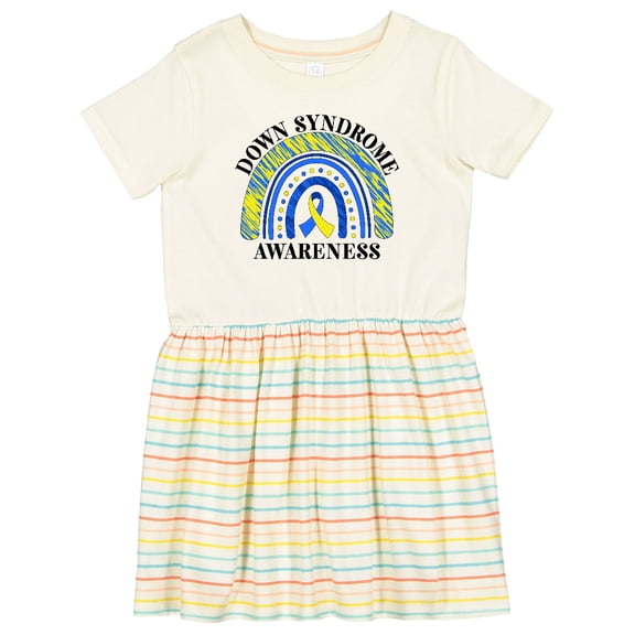 Inktastic Down Syndrome Awareness Blue and Yellow Rainbowt Girls Toddler Dress