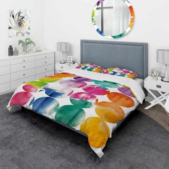 Designart 'Circle Abstract Colorfields' Geometric Duvet Cover Set