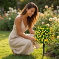 thumbnail image 7 of Garden Decorations Artificial Camellia Topiary Stakes Outdoor Faux Flower Ball Ground Plug for Yard Lawn Porch Patio Wedding Pathway Front Door Decor, 7 of 7