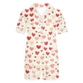 thumbnail image 5 of Vetsdori Womens Short Sleeve PJ Sets Sleepwear 2 Pieces Homewear Button up Shorts & Top,Heart Print Pockets Loungewear Casual Summer Pajamas for Women Soft, 5 of 8