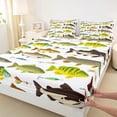thumbnail image 4 of jejeloiu Rustic Pike Fish Bed Sheets,Cartoon Bass Fish Full Size Sheets For Boys,Multicolor,4pcs,1 Flat Sheet, 1 Fitted Sheet and 2 Pillowcases, 4 of 6