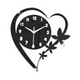 thumbnail image 2 of Reloj de pared con forma de corazón y flores, elegante, minimalista, versátil y sencillo, para decorar la pared. Negro, 2 of 9