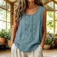 thumbnail image 2 of Womens Linen Embroidered Tank Tops 2026 Trendy Summer Casual Loose Fit Crewneck Sleeveless Shirts Fashion Ladies Blouses, S, 2 of 7