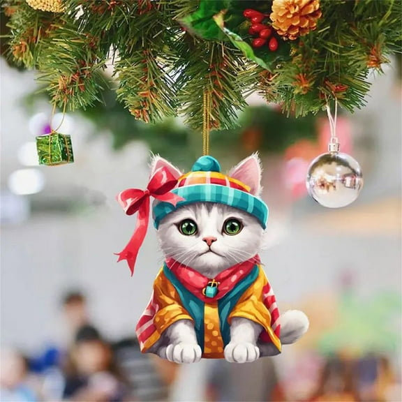 Fuebueo Christmas Tree Ornaments Cat Hanging Decorations Cat Ornaments for Christmas Tree Ornaments Set,Cat Decor for Cat Lovers Home Decor Gifts