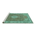 thumbnail image 2 of Ahgly Company Machine Washable Indoor Rectangle Medallion Turquoise Blue Traditional Area Rugs, 2' x 3', 2 of 4