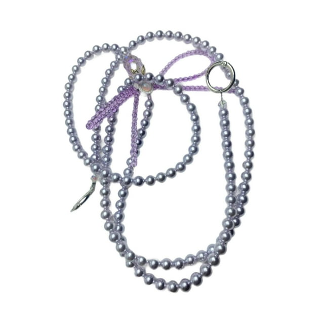 KLKCMS Beaded Phone Lanyard 120cm Length Metal Clips Portable Crossbody Phone Charm