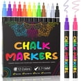 thumbnail image 1 of WWS-Liquid Chalk Markers for Blackboards - 12 Bold Color Fine Tip wet Erase Marker Pens for Chalkboard, Bistro Board, Chalkboards Signs, Windows, Glass - 45 Chalkboard Labels Included, 1 of 4