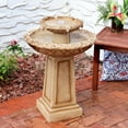 thumbnail image 5 of Sunnydaze Beveled Flower Light Brown Polyresin 2-Tier Birdbath Water Fountain, 5 of 11