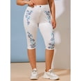 thumbnail image 5 of Rosegal for Women Leisure Plus Size 3D Flower Print Crop Jeggings White 5XL, 5 of 6