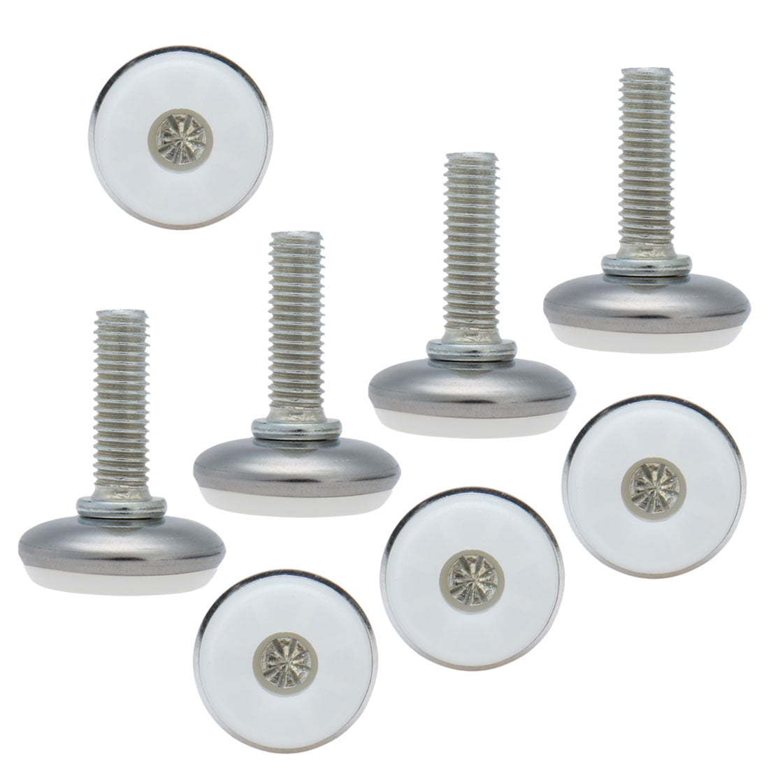 M8 x 25 x 28mm Leveling Feet Adjustable Leveler Desk Leg, White Cap, 8pcs