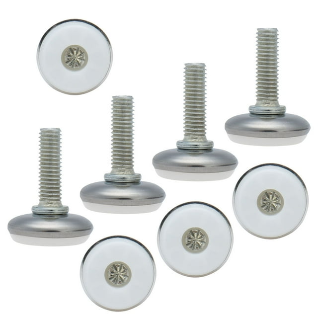 Unique Bargains M8 x 25 x 28mm Leveling Feet Adjustable Leveler Desk Leg, White Cap, 8pcs