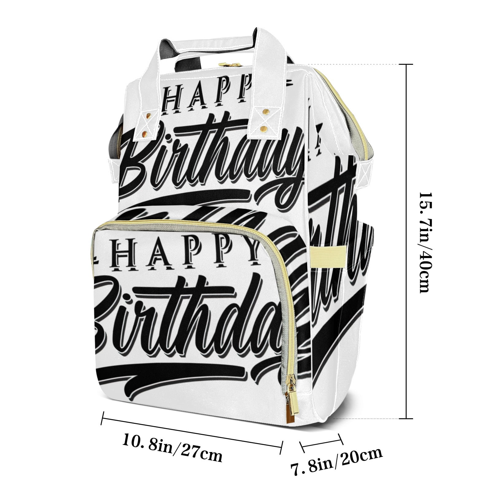Happy Birthday Diaper Backpack – Large Capacity, Insulated Baby Bottle Pocket, Multifunctional Mommy Bag for Boys & Girls