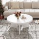 thumbnail image 4 of Mesa de centro redonda de 85 cm moderna - Tablero grueso de 3,3 cm y patas acanaladas - Auxiliar para sala o dormitorio - Fácil montaje - Color: 8211-YC blanco frío texturizado, 4 of 8