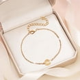 thumbnail image 6 of Bracelets Personalized Initial Bracelet 18K Gold Plated Stainless Steel Letter Bracelet Dainty Coin Charm Bracelet Delicate Disc Name Bracelet for Women Girls, 6 of 7