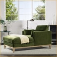 thumbnail image 2 of Chaise Lounge Chair, 65'' Modern Farmhouse | Olive Green Performance Velvet, 2 of 7