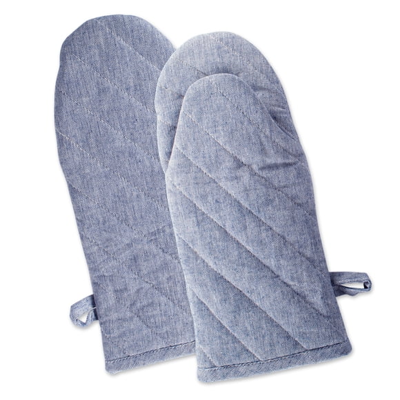 DII Blue Solid Chambray Oven Mitt (Set of 2)