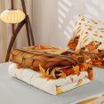 thumbnail image 5 of Manfei Kawaii Dog Zipper Twin Comforter Sets with Fitted Sheet and 2 Pillowcases, Autumn Maple Leaf Zipper Bedding Set, Orange Golden, Gray Reversible, 4pcs, 5 of 7