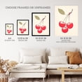 thumbnail image 3 of Red Smudge Cherries on Stem with Leaf Bright Pink Alabaster Green Retro Kitchen Painting Large Wall Art Poster Print Thick Paper 18X24 Inch, 3 of 5