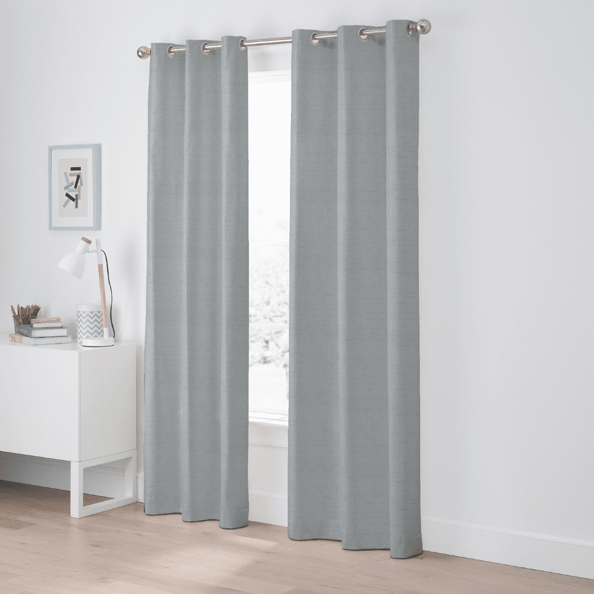 Eclipse Dayton Solid Gray Blackout Grommet Single Curtain Panel, 42" x 84"