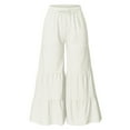 thumbnail image 6 of Arlun,Women's Wide Leg Flowy Pants Oversized Elastic Waisted Drawstring Loose Fit Ruffle Trousers Lightweight Comfortable Solid Color Lounge Pant for Daily Wear White XL, 6 of 7