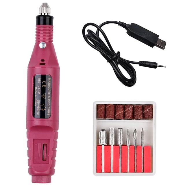 Vogacara 1 Juego de taladro eléctrico para manicura, Kit de brocas para uñas, removedor de esmalte de Gel de pedicura profesional, herramienta Cuidado de uñas Rojo Vogacara MJ12940-06B