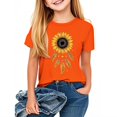 thumbnail image 2 of Favoffer Summer Unisex Kids Orange Dreamcatcher Graphic Top Round Neck Short Sleeve Loose Casual Tee Travel Camping Home Party 2-13Y, 2 of 3