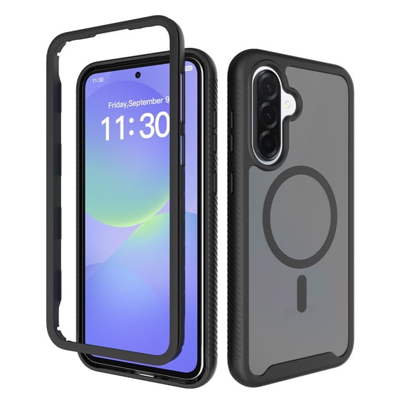 Dteck Magnetic Case for Samsung Galaxy A37 / A36 / A35, Compatible with MagSafe, Translucent Back with Front Frame Rugged Shockproof Protective Cover,Black