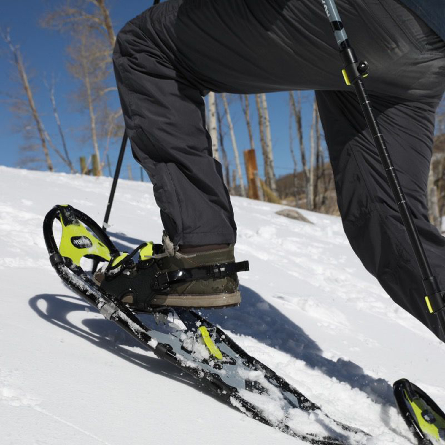 Yukon Charlie's Pro Series Men’s Snowshoe Kit w/ Poles and Bag, Black