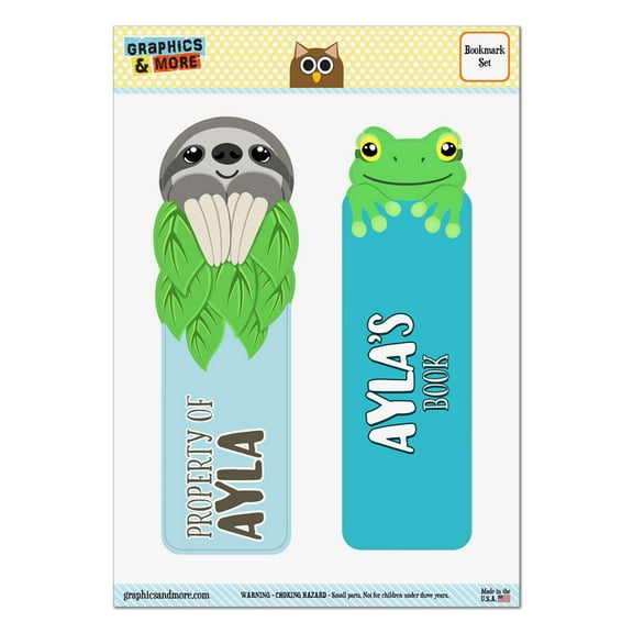 Ayla Sloth and Frog Set of 2 Glossy Laminated Bookmarks