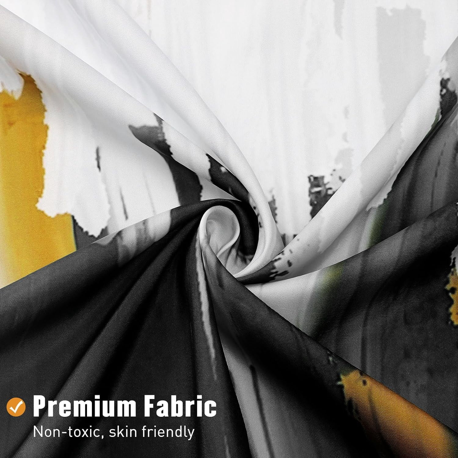 Black Small Stall Shower Curtain 36 x 72, Abstract Ombre Half Size Narrow Shower Curtain Set, 36 inch Graffiti Oil Painting Shower Curtains for Chic Modern Bathroom Decor