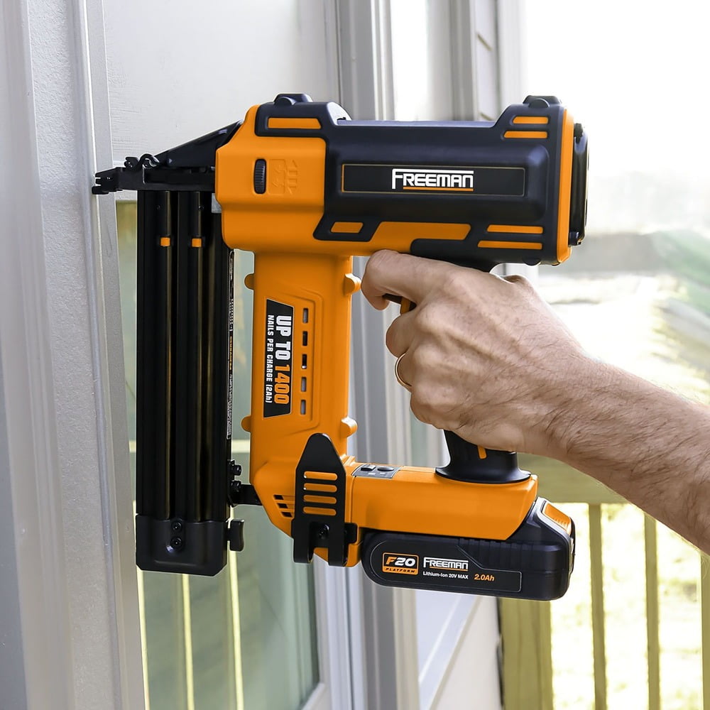 =Freeman PE20VT1850 20 Volt Cordless 18-Gauge 2" Brad Nailer (Tool Only) – 1400 Shots per Charge