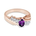 thumbnail image 2 of Oval Shape Natural Diamond And Simulated Amethyst In 14K Rose Gold Over 925 Sterling Silver Ring Size 7, 2 of 4