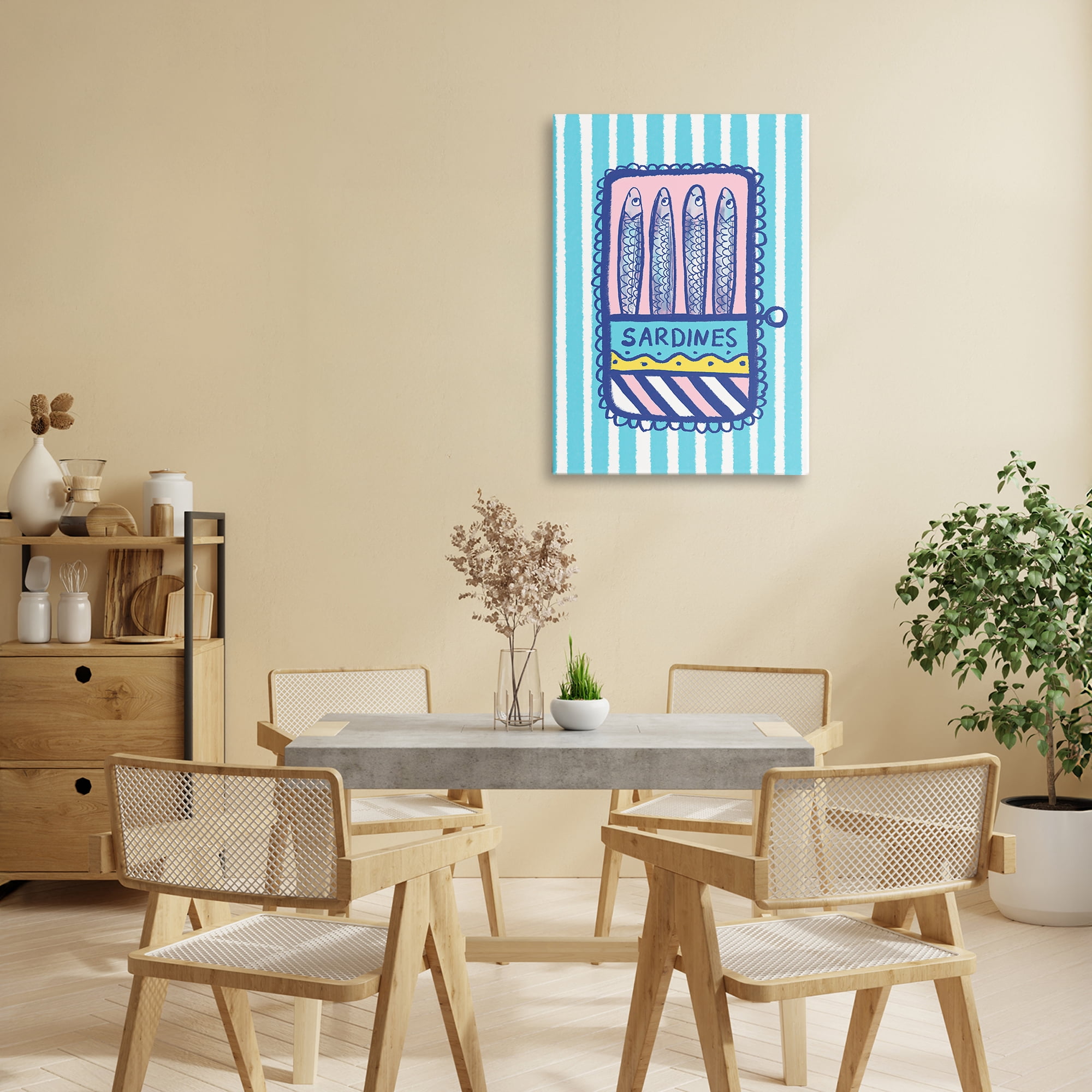 Stupell Industries Pastel & Stripes Sardines Canvas Wall Art, design by Florentina Dolci