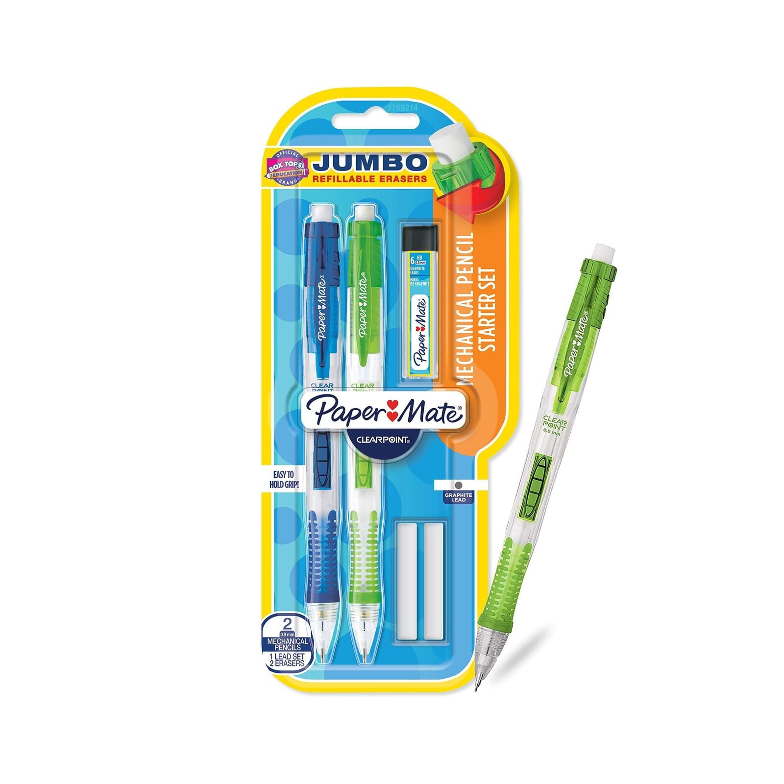 Paper Mate Clearpoint Mechanical Pencils with Refills, 0.9mm, HB 2, 2 Pack