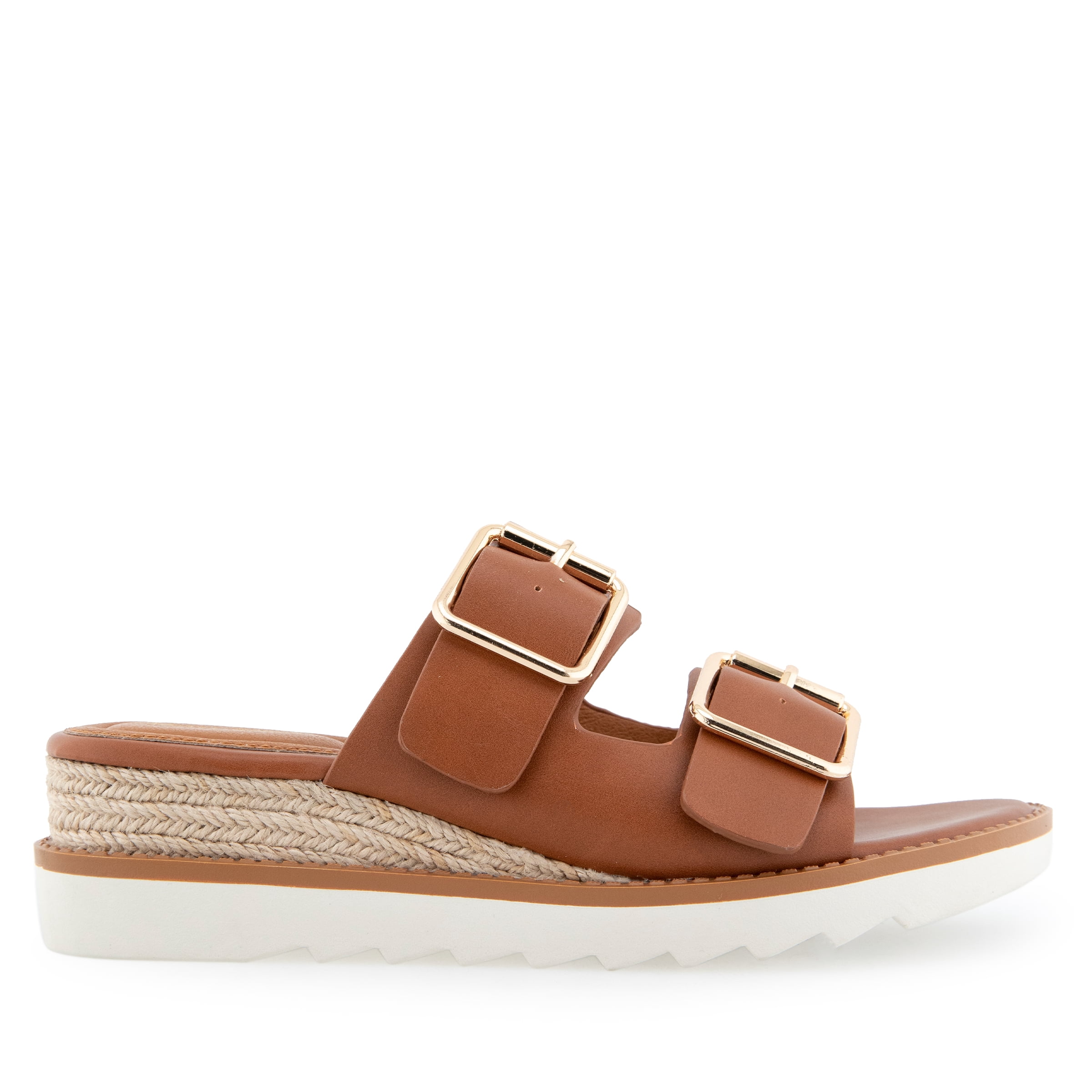 Alexis Bendel Ladies Tan Vachetta Leather Wedge Sandals Size 6
