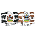 thumbnail image 1 of John's Antigua & Barbuda Emblem Bracelet Hand Strap Leather Rope Wristband Double Set, 1 of 3