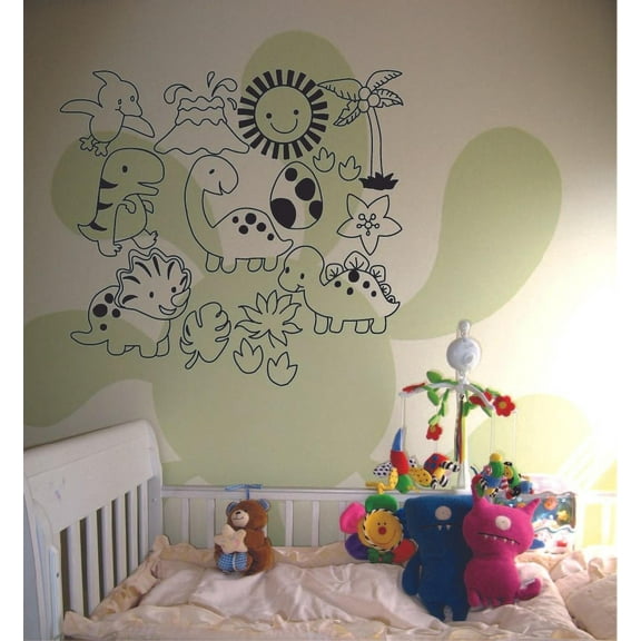 Cartoon Cute Dinosaur Dino Trex T-Rex Wall Sticker Art Decal for Girls Boys Kids Room Bedroom Nursery Kindergarten Garage House Fun Home Decor Stickers Wall Art Vinyl Decoration Size (8x10 inch)