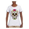 thumbnail image 2 of Wild Bobby Day Of The Dead Sugar Skull Pop Culture Women Graphic Tee, White, Small, 2 of 5