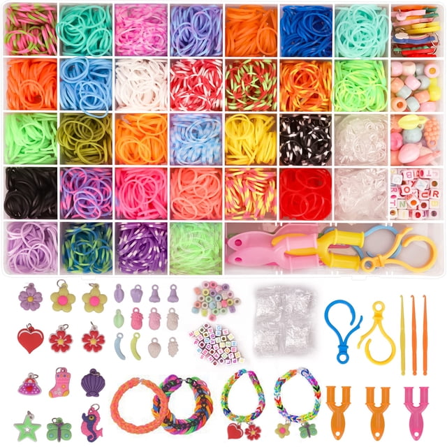 Kit de pulseras de goma elástica UUEMB 3000+ con caja de almacenamiento para niños