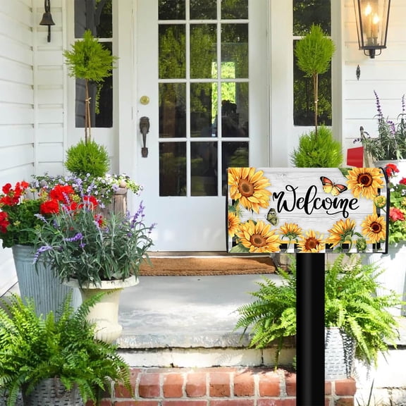 YingYouFu Sunflower Mailbox Cover, Magnetic Floral Checkered Mailbox Wrap for Garden Yard Home Decor, Waterproof Letter Box Cover, Welcome Design for Holidays