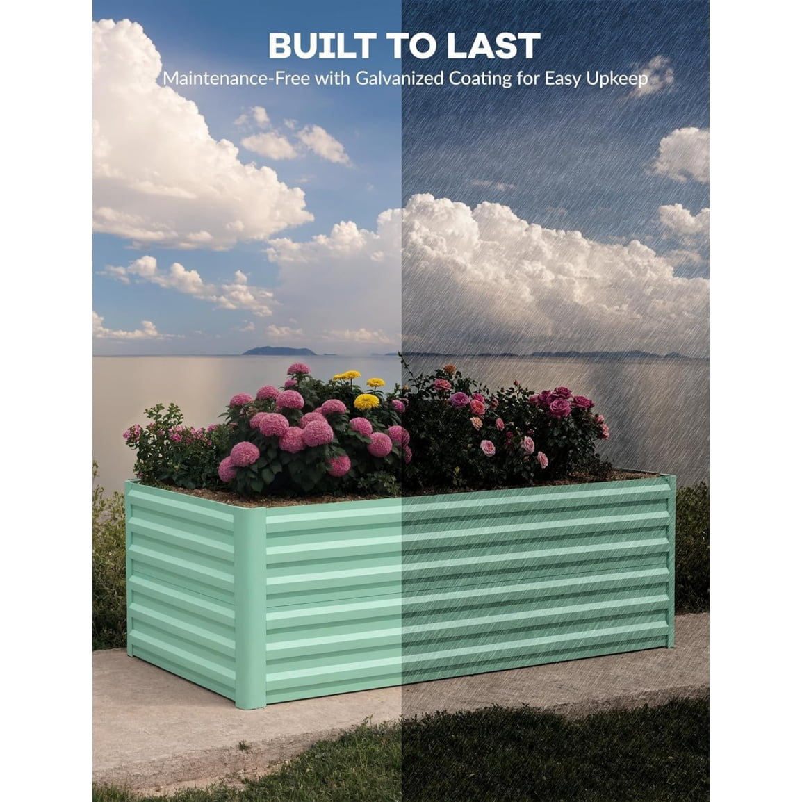 Galvanized Raised Garden Bed,Deep Root Planter Box for Vegetables,Flowers,Herbs-Large Metal Raised Garden Bed Kit Outdoor